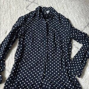 H&M Blue Button Down Mandarin Collar Shirt